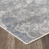 Gray and blue area rug on wooden floor