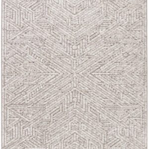 Geometric patterned beige area rug design