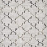 Gray rug with geometric trellis pattern