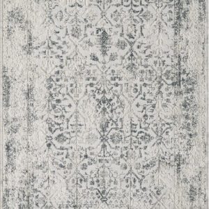 Vintage floral patterned area rug, light and dark design.