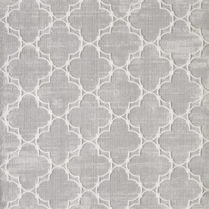 Gray fabric with white geometric pattern design