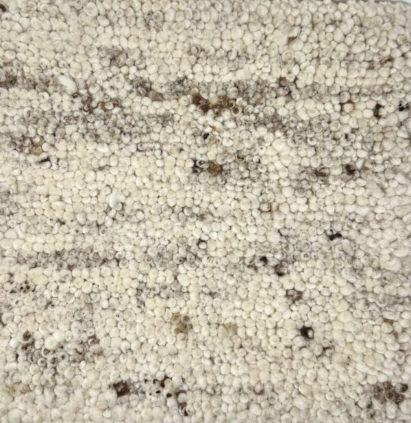 Textured wool rug with natural colors.