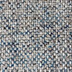 Close-up of woven blue and gray fabric texture.