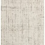 Ivory and grey woven area rug with subtle textured pattern.