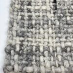 Close-up of gray textured woven fabric.