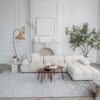 Elegant living room with white sofa and decor