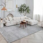 Elegant living room with white sectional sofa
