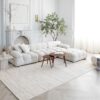 Modern living room with white sectional sofa