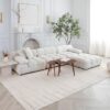 Elegant white living room with modern furniture.