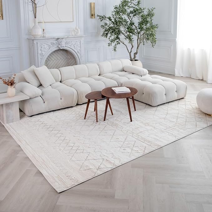 Modern living room with white sofa and decor