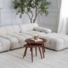 Modern living room with white sofa and tables