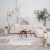 Elegant living room with white sectional sofa