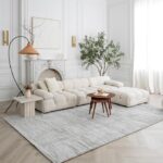 Modern living room with white sectional sofa