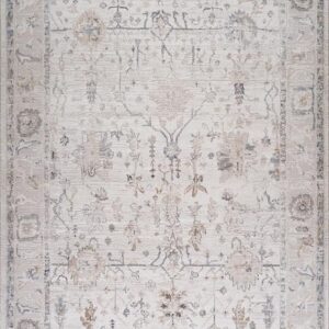 Beige vintage floral patterned rug.