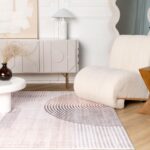 Modern living room with rug and chair