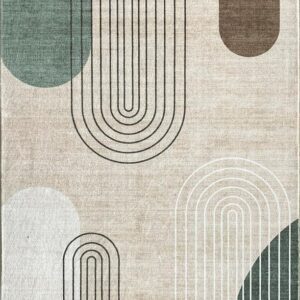 Abstract geometric pattern in earthy tones rug