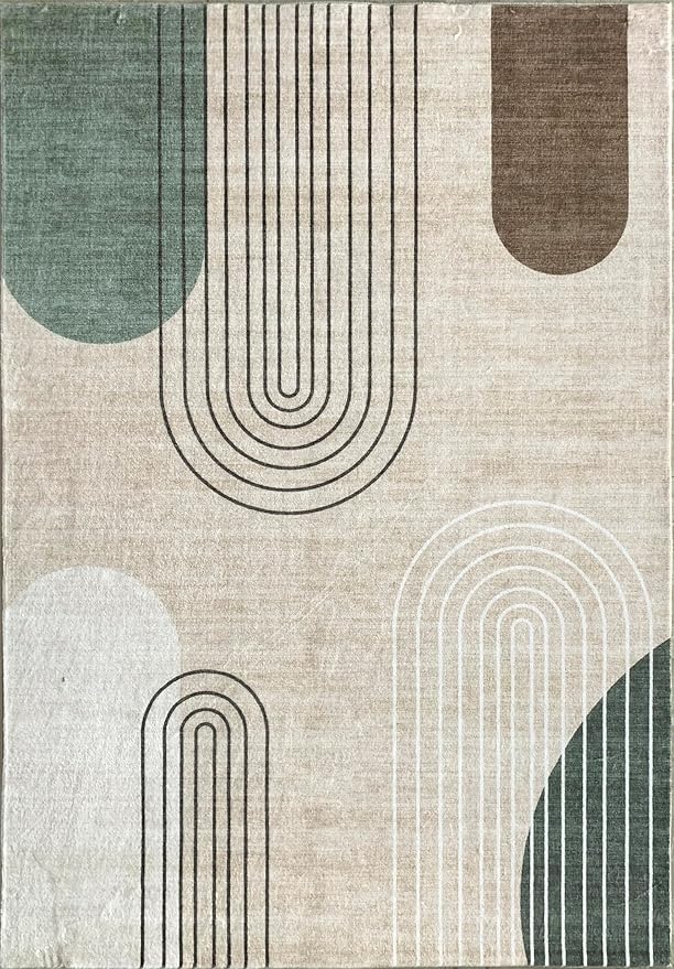 Abstract geometric pattern in earthy tones rug