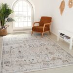 Modern living room with rug and armchair