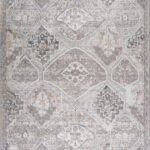 Vintage-style patterned rug with geometric designs.