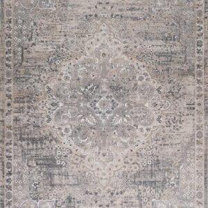 Vintage floral patterned beige area rug