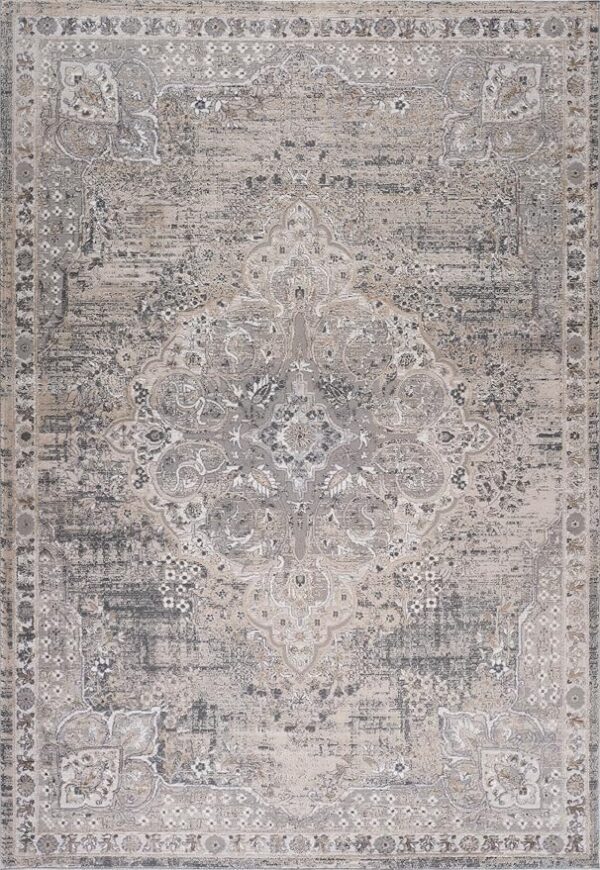 Vintage floral patterned beige area rug