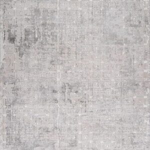 Intricate geometric gray area rug pattern