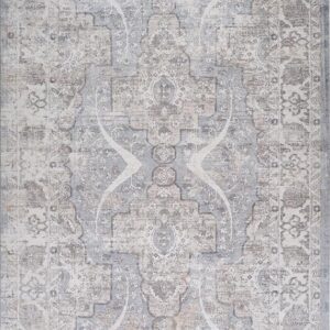 Vintage gray and beige floral patterned rug