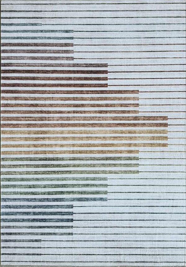 Abstract design with colorful horizontal stripes.
