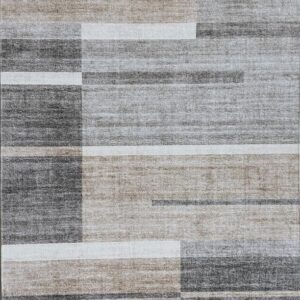 Abstract gray and beige patterned rug design.