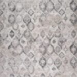 Textured gray and beige geometric pattern rug