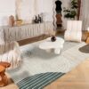 Stylish modern living room with geometric rug.