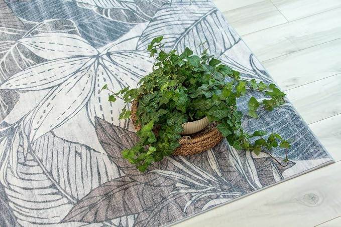 Ivy plant on textured floral rug
