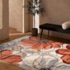 Floral pattern rug in modern living room.