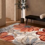 Floral pattern rug in modern living room.