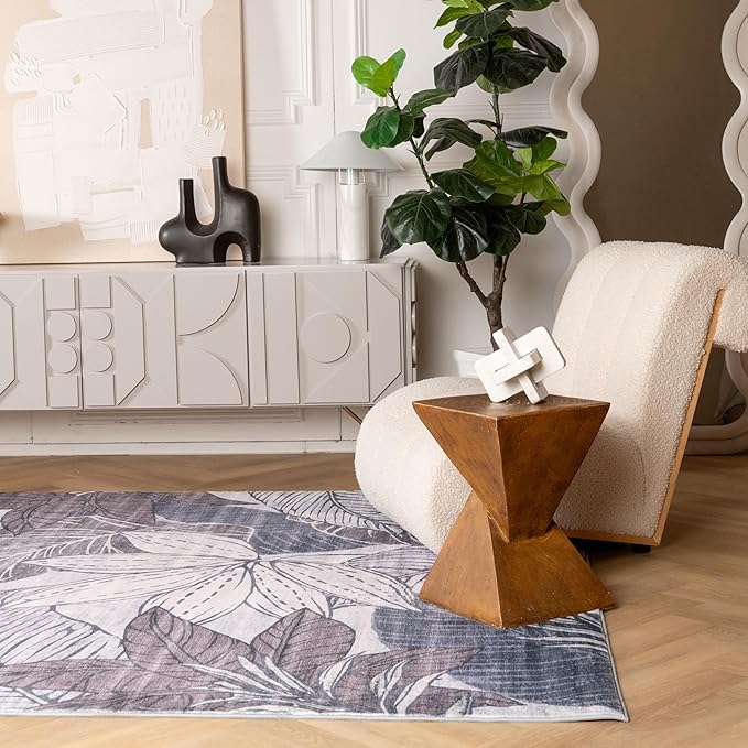 Modern living room with abstract decor and chair