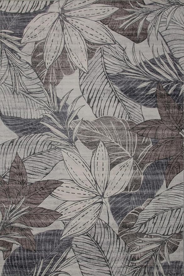 Monochrome floral leaf pattern fabric design