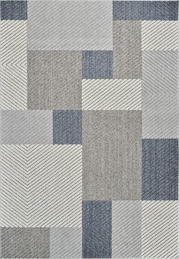 Abstract geometric pattern in gray and blue tones.