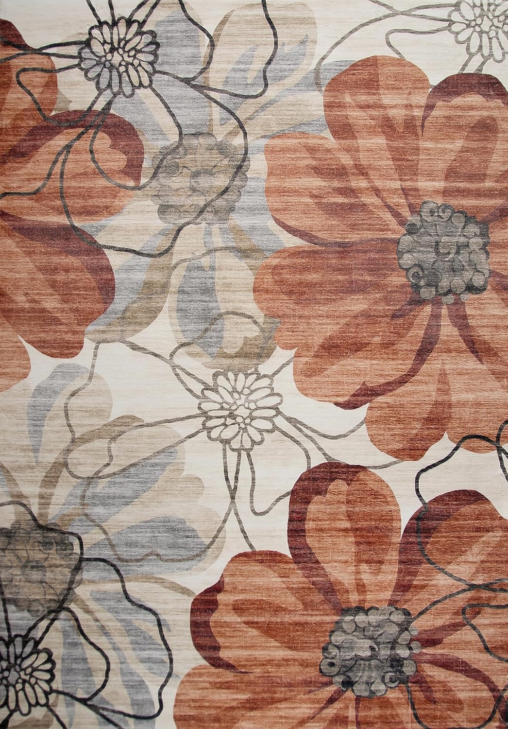 Abstract floral pattern with large flowers.