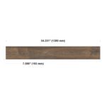 Dark wood plank with dimensions 54.331x7.598 inches.