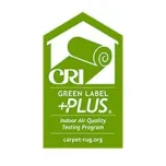 Green Label Plus certification badge for indoor air quality.