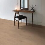 Minimalist vanity with chair and modern decor