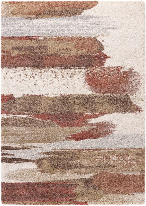 Abstract patterned rug with earthy tones