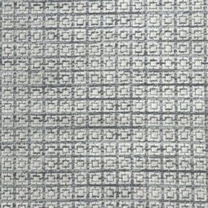 Gray textured fabric with geometric square pattern.