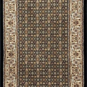 Ornate floral-patterned carpet runner with border design.