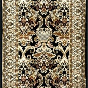 Intricate oriental rug with floral patterns.