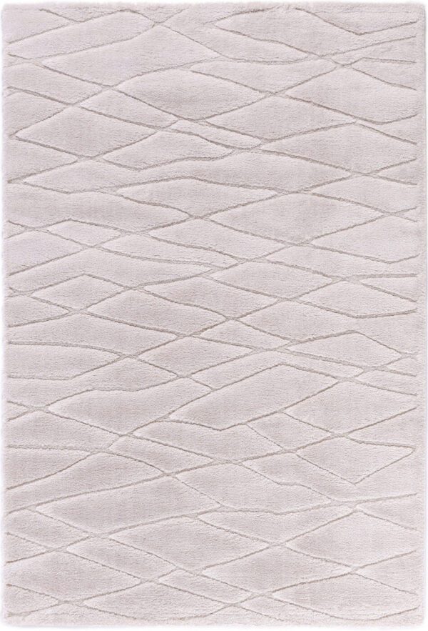 Beige rug with geometric pattern design