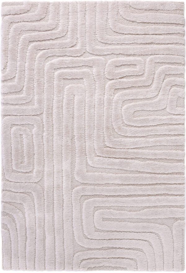 Beige rug with abstract geometric pattern