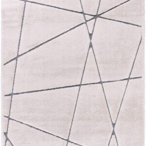 Beige rug with black geometric lines