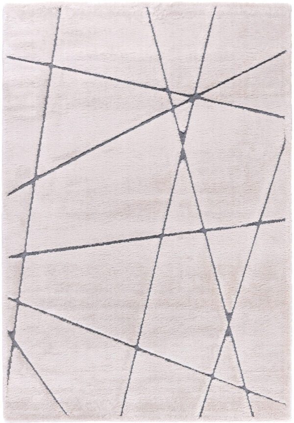 Beige rug with black geometric lines