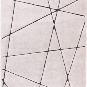 Beige rug with black geometric lines